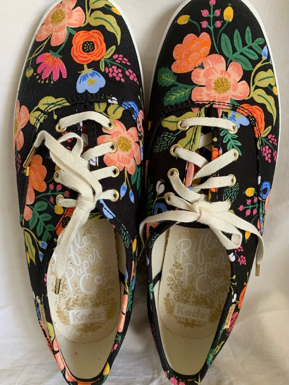 Keds X Rifle Paper Co. Black Floral Canvas Lace-Up Sneakers